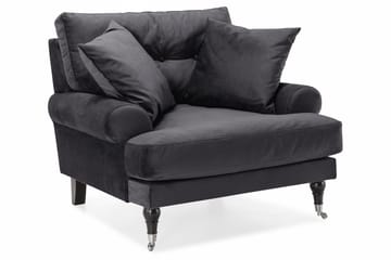 Andrew Sofagruppe 2-seter Sofa + Lenestol + Fotskammel i Fløyel - Mørk grå - Møbler - Sofaer - Sofagrupper - Howard sofagruppe