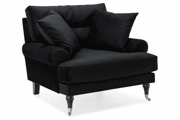 Andrew Sofagruppe 2-seter Sofa + Lenestol + Fotskammel i Fløyel - Svart - Møbler - Sofaer - Sofagrupper - Howard sofagruppe