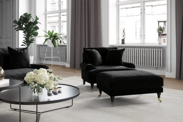 Andrew Sofagruppe 2-seter Sofa + Lenestol + Fotskammel i Fløyel - Svart - Møbler - Sofaer - Sofagrupper - Howard sofagruppe