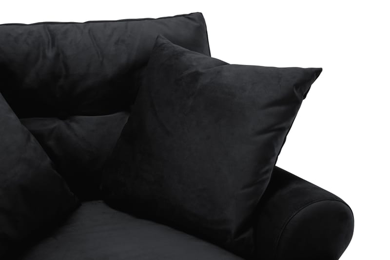 Andrew Sofagruppe 2-seter Sofa + Lenestol + Fotskammel i Fløyel - Svart - Møbler - Sofaer - Sofagrupper - Howard sofagruppe