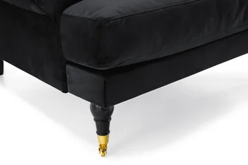 Andrew Sofagruppe 2-seter Sofa + Lenestol + Fotskammel i Fløyel - Svart - Møbler - Sofaer - Sofagrupper - Howard sofagruppe