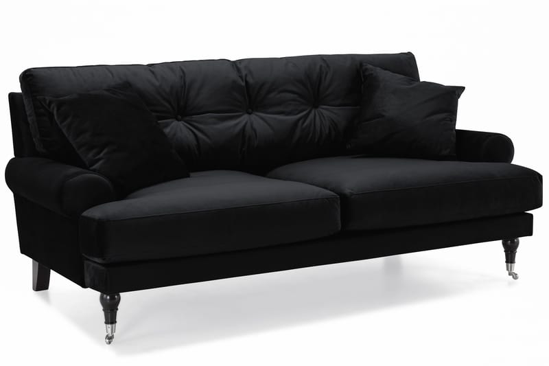 Andrew Sofagruppe 2-seter Sofa + Lenestol + Fotskammel i Fløyel - Svart - Møbler - Sofaer - Sofagrupper - Howard sofagruppe