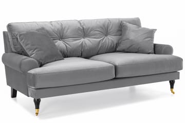 Andrew Sofagruppe 3-seter + 2-seter Sofa + Lenestol + Fotskammel i Fløyel - Lys grå - Møbler - Sofaer - Sofagrupper - Howard sofagruppe
