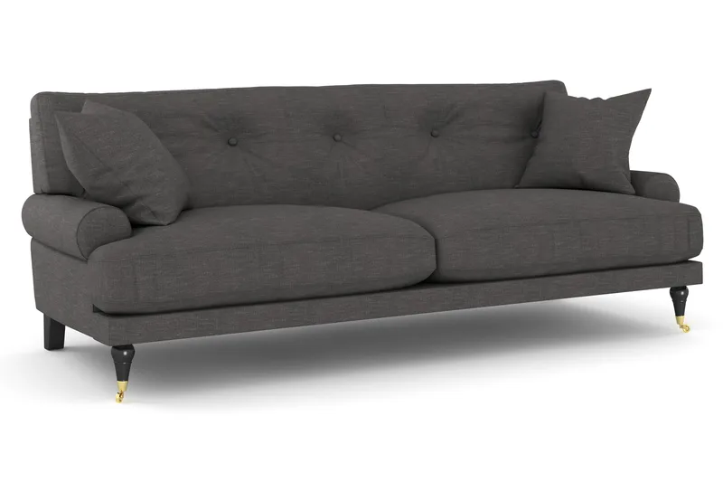 Andrew Sofagruppe 3-seter + 2-seter Sofa + Lenestol + Fotskammel i Fløyel - Mørk grå - Møbler - Sofaer - Sofagrupper - Howard sofagruppe
