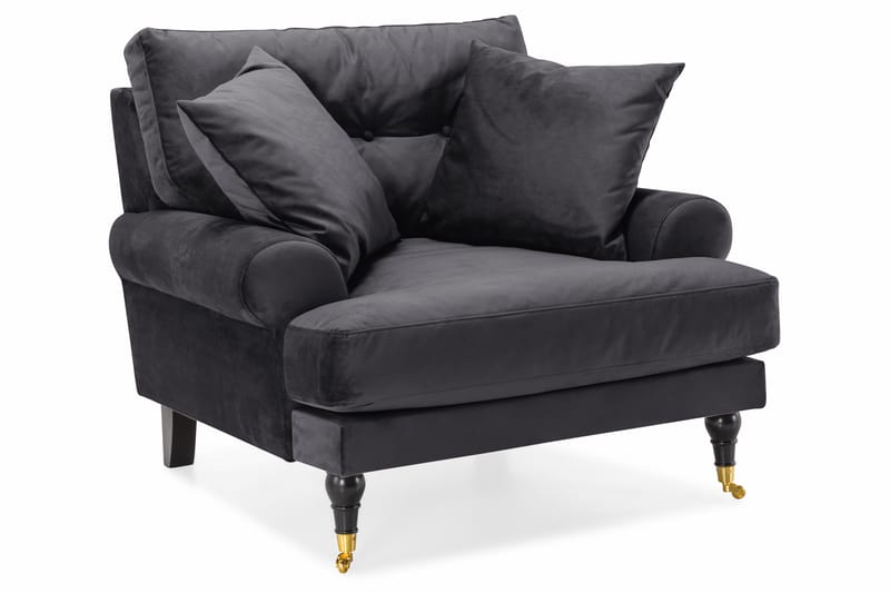 Andrew Sofagruppe 3-seter + 2-seter Sofa + Lenestol + Fotskammel i Fløyel - Mørk grå - Møbler - Sofaer - Sofagrupper - Howard sofagruppe