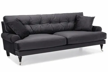 Andrew Sofagruppe 3-seter + 2-seter Sofa + Lenestol + Fotskammel i Fløyel - Mørk grå - Møbler - Sofaer - Sofagrupper - Howard sofagruppe