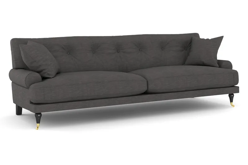 Andrew Sofagruppe 3-seter + 2-seter Sofa + Lenestol + Fotskammel i Fløyel - Mørk grå - Møbler - Sofaer - Sofagrupper - Howard sofagruppe