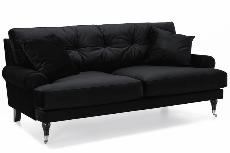 Andrew Sofagruppe 3-seter + 2-seter Sofa + Lenestol + Fotskammel i Fløyel - Svart - Møbler - Sofaer - Sofagrupper - Howard sofagruppe