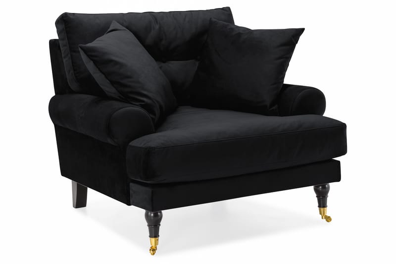 Andrew Sofagruppe 3-seter + 2-seter Sofa + Lenestol + Fotskammel i Fløyel - Svart - Møbler - Sofaer - Sofagrupper - Howard sofagruppe