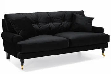 Andrew Sofagruppe 3-seter + 2-seter Sofa + Lenestol + Fotskammel i Fløyel - Svart - Møbler - Sofaer - Sofagrupper - Howard sofagruppe