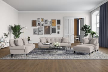 Andrew Sofagruppe 3-seter + 2-seter Sofa + Lenestol + Fotskammel i Stoff - Beige - Møbler - Sofaer - Sofagrupper - Howard sofagruppe