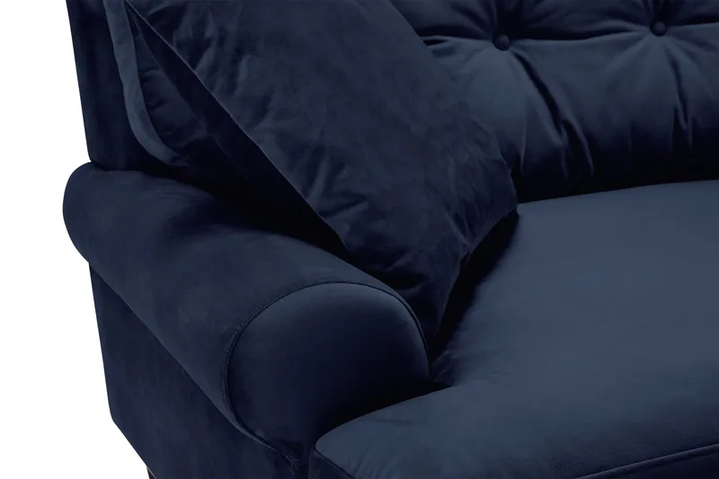 Andrew Sofagruppe 3-seter + 2-seter Sofa + Lenestol + Fotskammel i Fløyel - Blå - Møbler - Sofaer - Sofagrupper - Howard sofagruppe