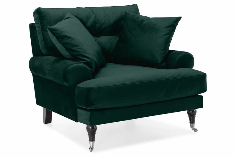 Andrew Sofagruppe 3-seter + 2-seter Sofa + Lenestol + Fotskammel i Fløyel - Grønn - Møbler - Sofaer - Sofagrupper - Howard sofagruppe