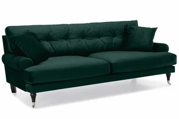 Andrew Sofagruppe 3-seter + 2-seter Sofa + Lenestol + Fotskammel i Fløyel - Grønn - Møbler - Sofaer - Sofagrupper - Howard sofagruppe