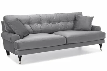 Andrew Sofagruppe 3-seter + 2-seter Sofa + Lenestol + Fotskammel i Fløyel - Lys grå - Møbler - Sofaer - Sofagrupper - Howard sofagruppe