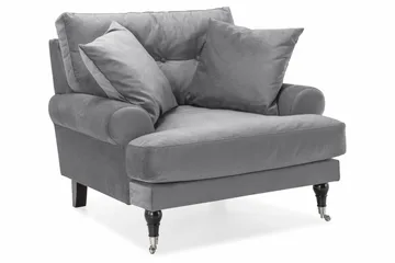 Andrew Sofagruppe 3-seter + 2-seter Sofa + Lenestol + Fotskammel i Fløyel - Lys grå - Møbler - Sofaer - Sofagrupper - Howard sofagruppe