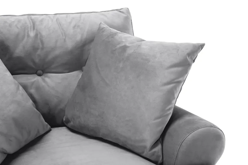 Andrew Sofagruppe 3-seter + 2-seter Sofa + Lenestol + Fotskammel i Fløyel - Lys grå - Møbler - Sofaer - Sofagrupper - Howard sofagruppe