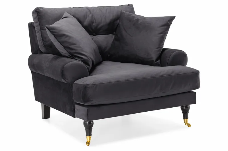 Andrew Sofagruppe 3-seter + 2-seter Sofa + Lenestol + Fotskammel i Fløyel - Mørk grå - Møbler - Sofaer - Sofagrupper - Howard sofagruppe