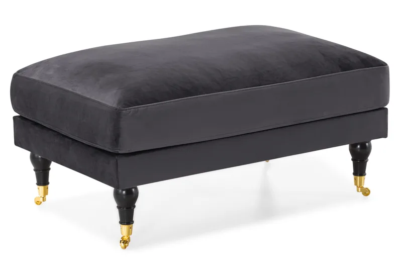 Andrew Sofagruppe 3-seter + 2-seter Sofa + Lenestol + Fotskammel i Fløyel - Mørk grå - Møbler - Sofaer - Sofagrupper - Howard sofagruppe