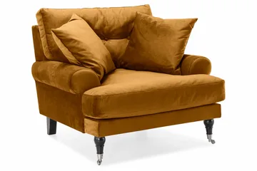 Andrew Sofagruppe 3-seter + 2-seter Sofa + Lenestol + Fotskammel i Fløyel - Mørk gul - Møbler - Sofaer - Sofagrupper - Howard sofagruppe