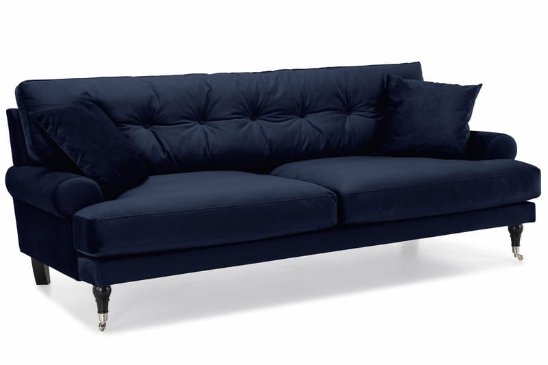 Andrew Sofagruppe 3-seter Sofa + Lenestol + Fotskammel i Fløyel - Blå - Møbler - Sofaer - Sofagrupper - Howard sofagruppe