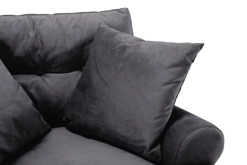 Andrew Sofagruppe 3-seter Sofa + Lenestol + Fotskammel i Fløyel - Mørk grå - Møbler - Sofaer - Sofagrupper - Howard sofagruppe