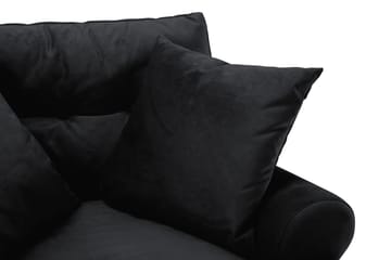 Andrew Sofagruppe 3-seter Sofa + Lenestol + Fotskammel i Fløyel - Svart - Møbler - Sofaer - Sofagrupper - Howard sofagruppe