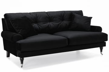 Andrew Sofagruppe 3-seter Sofa + Lenestol + Fotskammel i Fløyel - Svart - Møbler - Sofaer - Sofagrupper - Howard sofagruppe