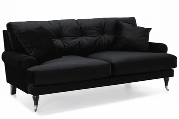 Andrew Sofagruppe 3-seter Sofa + Lenestol + Fotskammel i Fløyel - Svart - Møbler - Sofaer - Sofagrupper - Howard sofagruppe