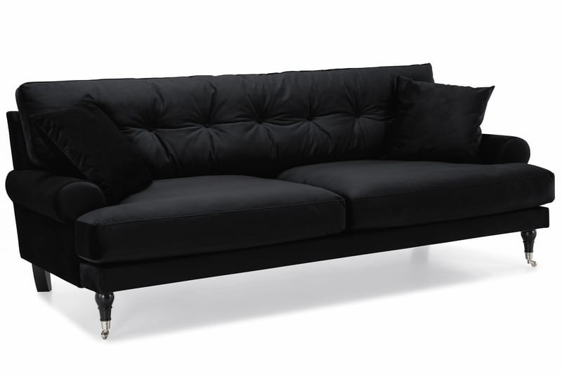 Andrew Sofagruppe 3-seter Sofa + Lenestol + Fotskammel i Fløyel - Svart - Møbler - Sofaer - Sofagrupper - Howard sofagruppe