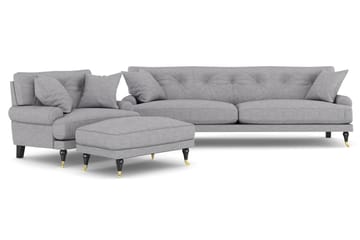 Andrew Sofagruppe 3-seter Sofa + Lenestol + Fotskammel i Stoff