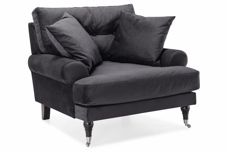 Andrew Sofagruppe 3-seter Sofa + Lenestol + Fotskammel i Fløyel - Mørk grå - Møbler - Sofaer - Sofagrupper - Howard sofagruppe