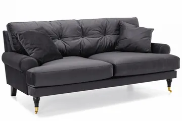 Andrew Sofagruppe 3-seter Sofa + Lenestol + Fotskammel i Fløyel - Mørk grå - Møbler - Sofaer - Sofagrupper - Howard sofagruppe