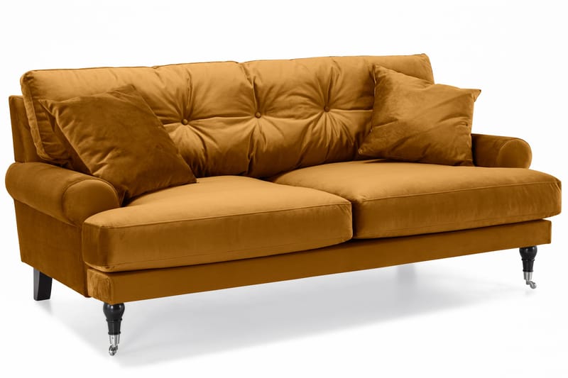 Andrew Sofagruppe 3-seter Sofa + Lenestol + Fotskammel i Fløyel - Mørk gul - Møbler - Sofaer - Sofagrupper - Howard sofagruppe