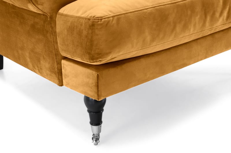Andrew Sofagruppe 3-seter Sofa + Lenestol + Fotskammel i Fløyel - Mørk gul - Møbler - Sofaer - Sofagrupper - Howard sofagruppe