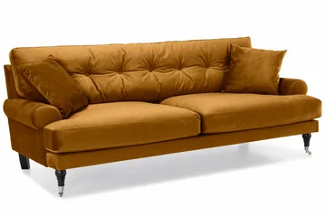 Andrew Sofagruppe 3-seter Sofa + Lenestol + Fotskammel i Fløyel - Mørk gul - Møbler - Sofaer - Sofagrupper - Howard sofagruppe