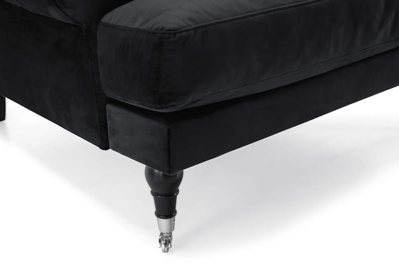 Andrew Sofagruppe 3-seter Sofa + Lenestol + Fotskammel i Fløyel - Svart - Møbler - Sofaer - Sofagrupper - Howard sofagruppe