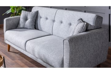 Arianda 3-seter Knappesydd Sofagruppe med Sovefunksjon i Stoff - Grå - Møbler - Sofaer - Sofagrupper
