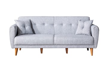 Arianda 3-seter Knappesydd Sofagruppe med Sovefunksjon i Stoff - Grå - Møbler - Sofaer - Sofagrupper