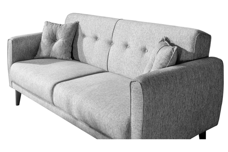 Arianda 3-seter Knappesydd Sofagruppe med Sovefunksjon i Stoff - Grå - Møbler - Sofaer - Sofagrupper