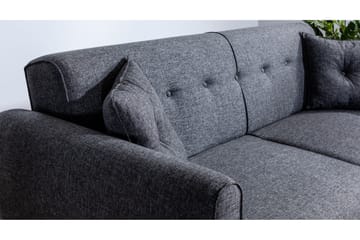 Arianda 3-seter Knappesydd Sofagruppe med Sovefunksjon i Stoff - Mørkegrå - Møbler - Sofaer - Sofagrupper