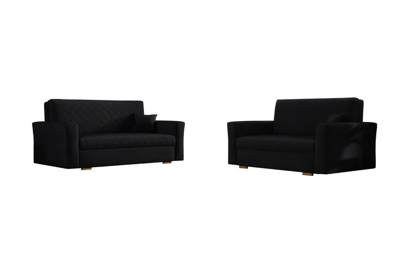 Bensbyn Sofagruppe Rutemønster, Fløyel/Svart