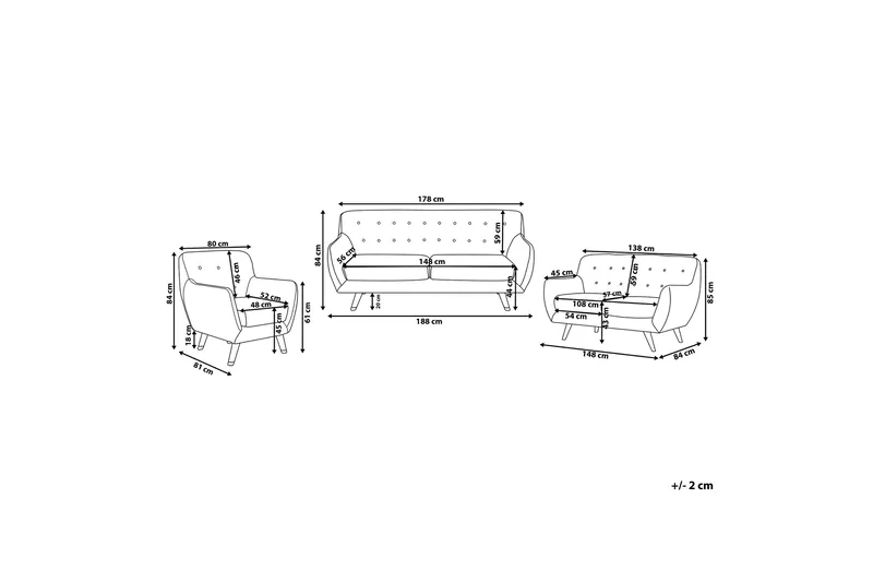 Bodo Sofagruppe 2-seter + 3-seter + Lenestol - Tre / Natur - Møbler - Sofaer - Sofagrupper