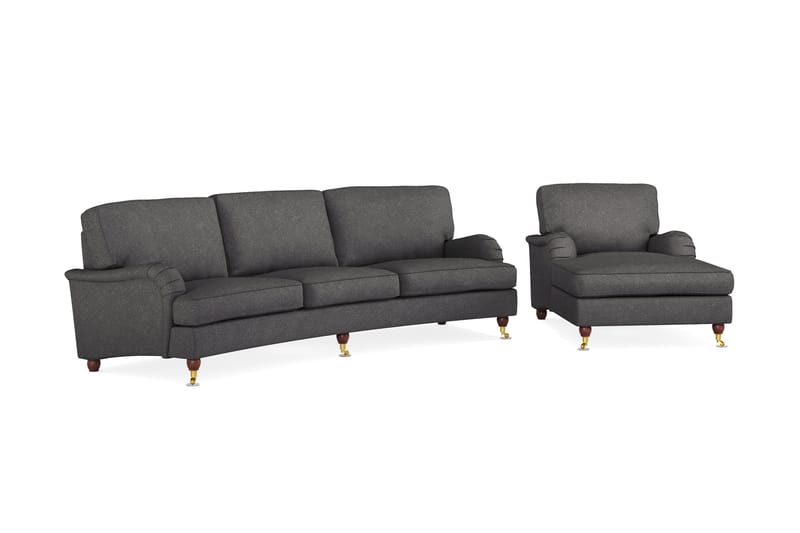 Buet Sofa Oxford 4-seter+Sjeselonglenestol - Mørkgrå - Howard sofagruppe - Sofagrupper