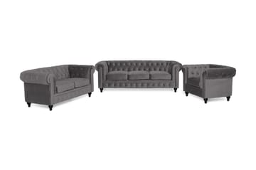 Chesterfield Lyx Sofagruppe 3+2+1 i Fløyel