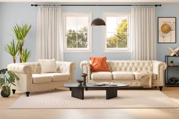 Chesterfield Lyx Sofagruppe 3-seter + 2-seter - Beige - Møbler - Sofaer - Sofagrupper - Chesterfield sofagruppe