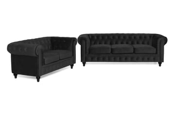 Chesterfield Lyx Sofagruppe 3+2 i Fløyel