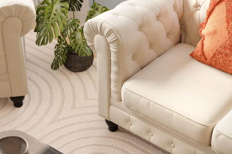Chesterfield Lyx Sofagruppe 3-seter + 2-seter - Beige - Møbler - Sofaer - Sofagrupper - Chesterfield sofagruppe