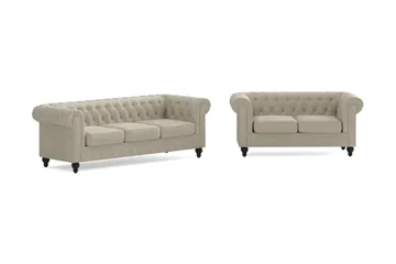Chesterfield Lyx Sofagruppe 3-seter + 2-seter - Beige - Møbler - Sofaer - Sofagrupper - Chesterfield sofagruppe