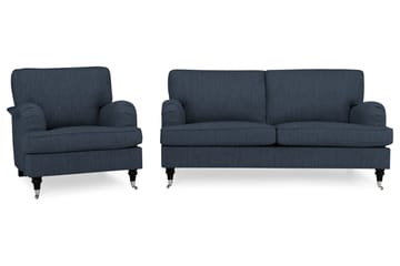 Howard Classic Sofagruppe 2-seters + Lenestol i Stoff - Blå - Møbler - Sofaer - Sofagrupper - Chesterfield sofagruppe